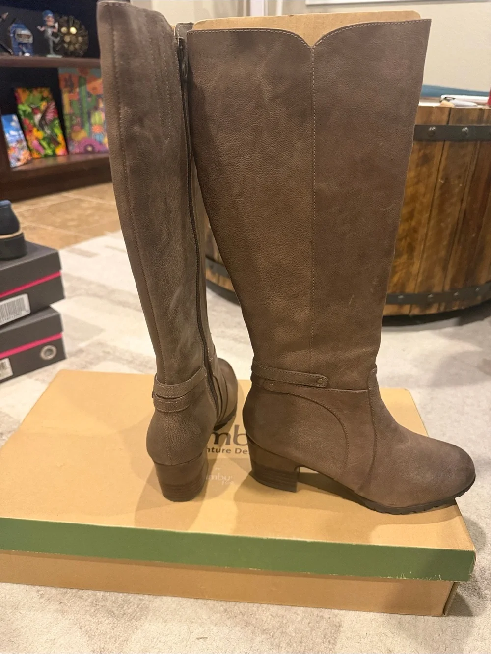Jambu Over-the-Knee Tall Riding Boots in Taupe Brown